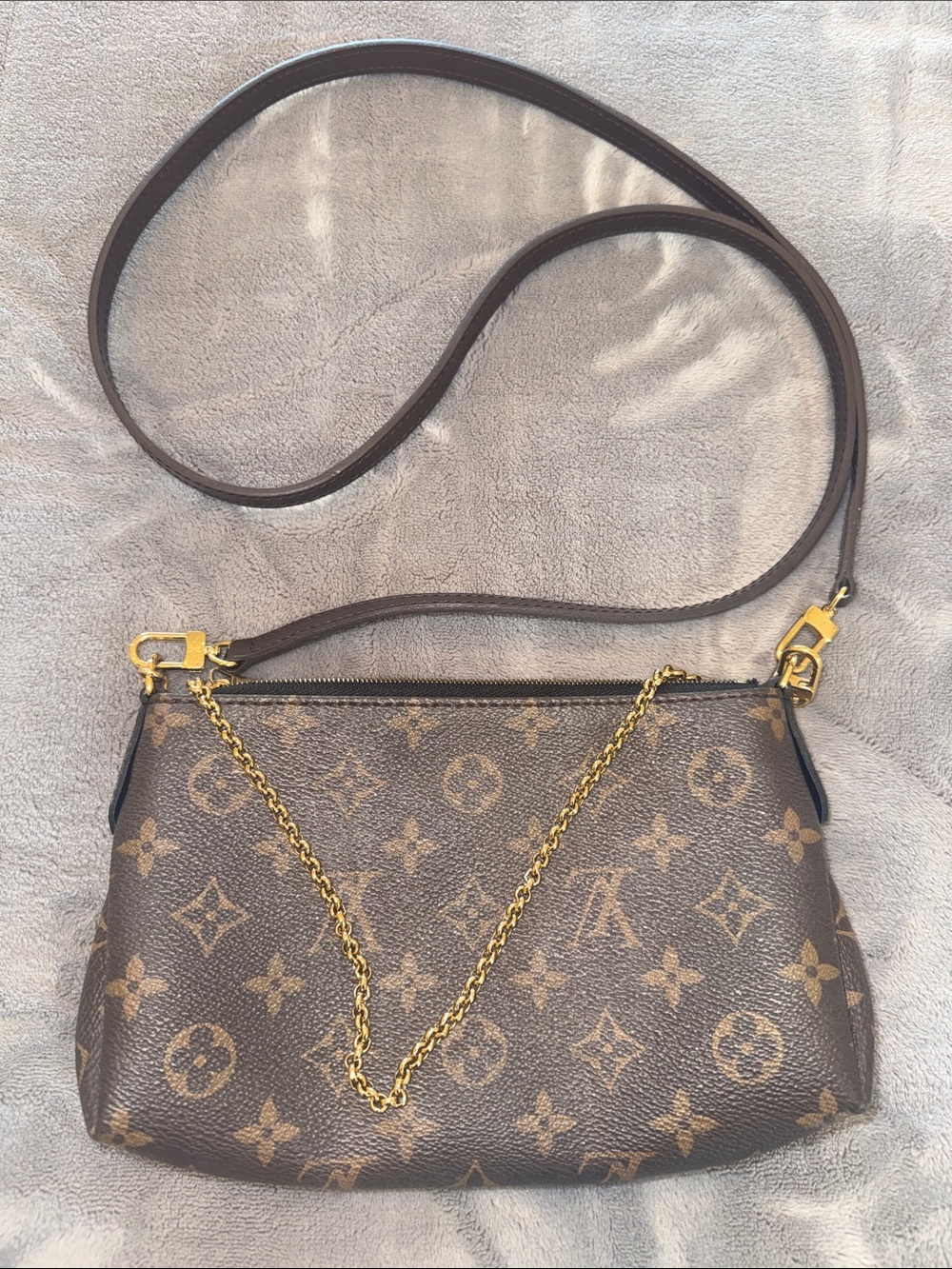 Louis Vuitton Brown Monogram Crossbody with Gold Chain